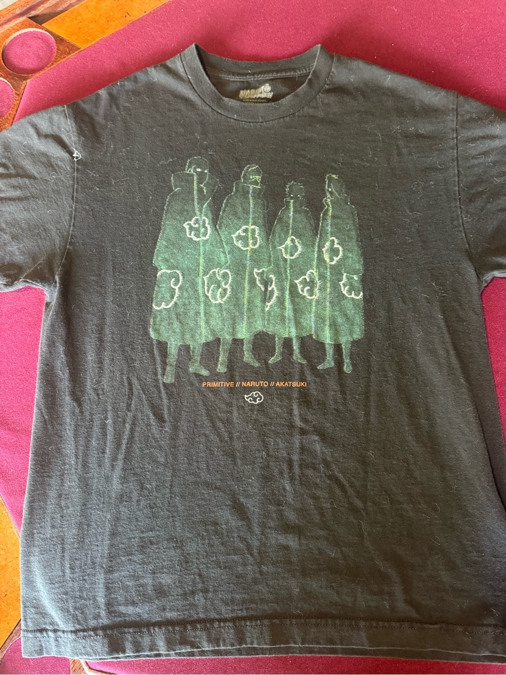Primitive Black Tee with Green Akatsuki Silhouette Graphic